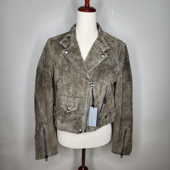 Blank NYC Jackets & Blazers - NWT BLANK NYC Belted Suede Moto Jacket Olive Size Medium